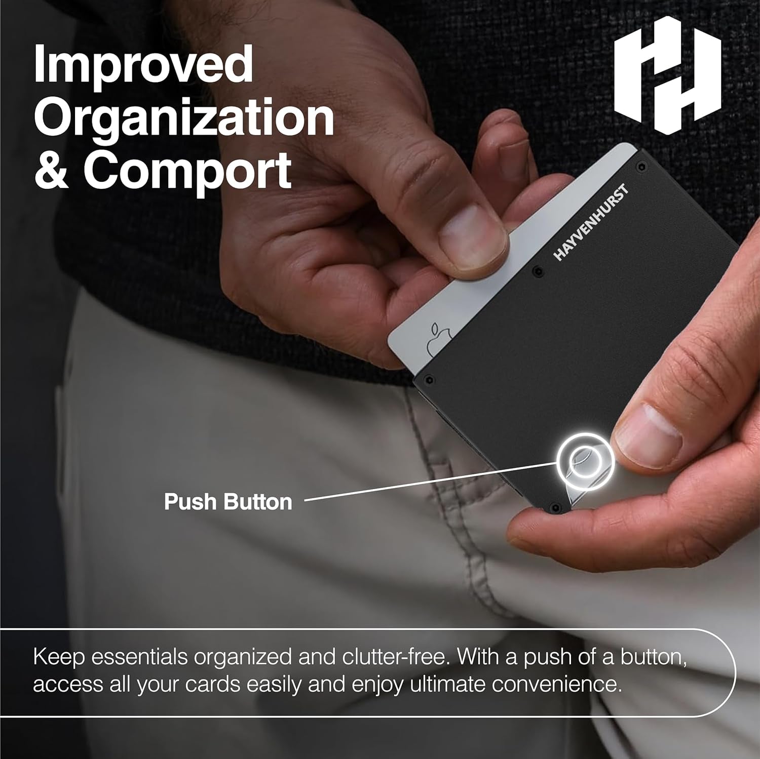 Wallet for Men - Reinvented Design Men'S Wallet - Slim, Minimalistic & Seamless, Blocks RFID Scanners with a Cash Strap (Black)